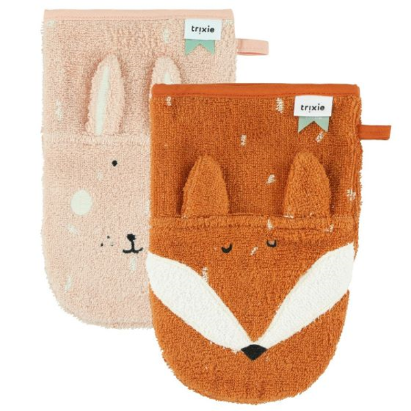 Image de 'Trixie lot de 2 gants de toilette Rabit Fox'