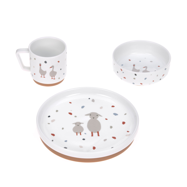 Image de 'Coffret repas en porcelaine, Tiny Farmer Mouton & Oie'