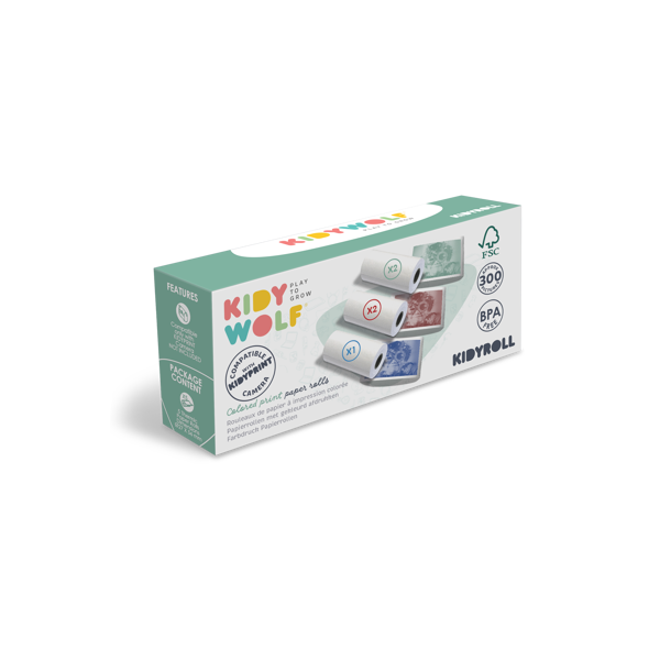 Image de 'KIDYROLL recharge 1x5 rouleaux de papier couleurs'