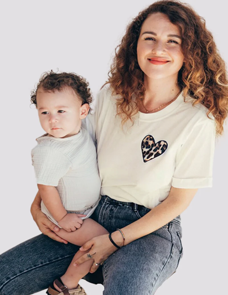 Image de 'T-shirt d'allaitement COEUR LEOPARD XL'